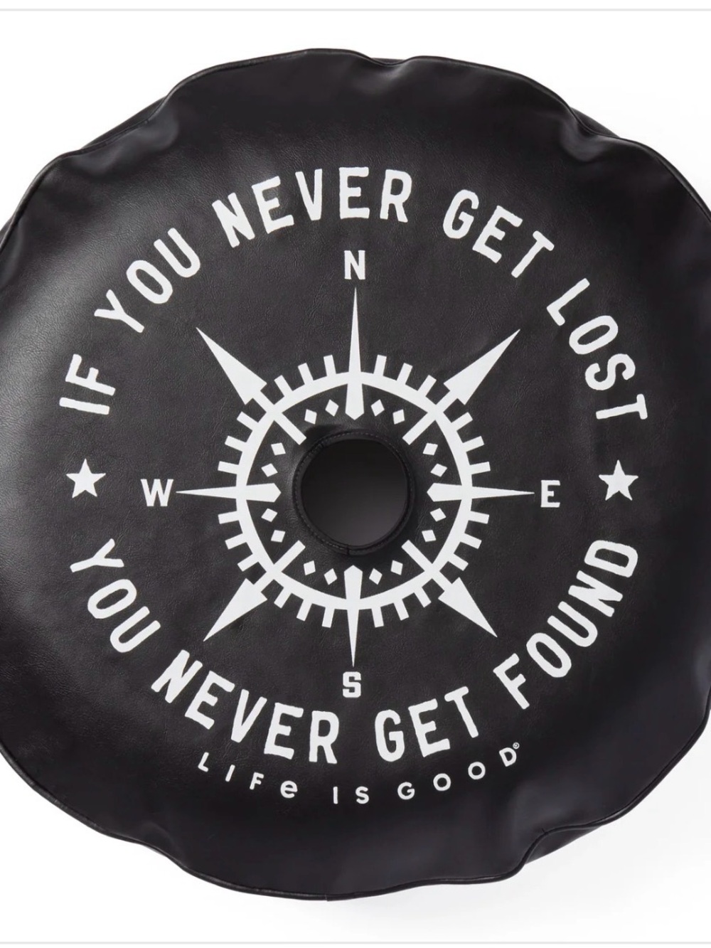 Life Is Good Black Compass Graphic tire Cover with rear camera hole
